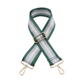 Canvas Green, Silver & White Striped Bag Strap (Gold Finish)
