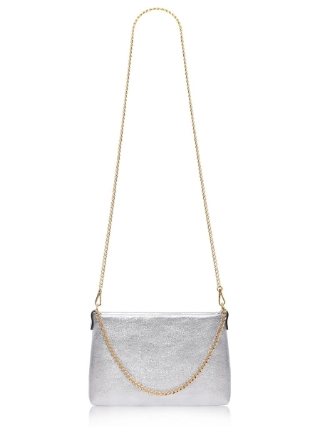 italian-leather-oblong-clutchcrossbody-bag-with-chain-strap-silver