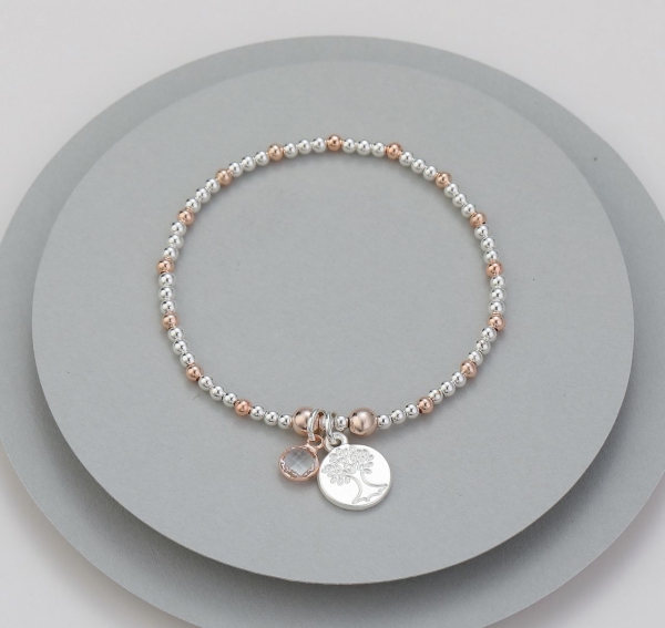 mini-beaded-stretchy-bracelet-with-treeoflife-disc-charm-silver-rosegold