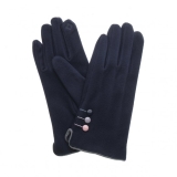 Plain Gloves With 3-Coloured Button Detail