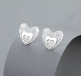Angled Heart-On-Heart Stud Earrings