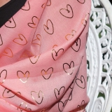Baby Pink Scarf With Metallic Heart Print