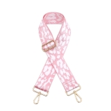 Canvas Baby Pink & White Leopard Print Bag Strap (Gold Finish)
