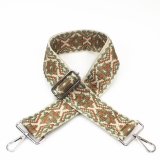 Canvas Beige,Tan & Mint Embroidered Bag Strap (Silver Finish)
