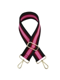 Canvas Black, Burgundy & Pink Striped Bag Strap (Gold Finish)