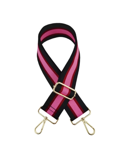 canvas-black-burgundy-pink-striped-bag-strap-gold-finish