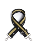 Canvas Black & Gold Striped With Star Bag Strap (Gold Finish)