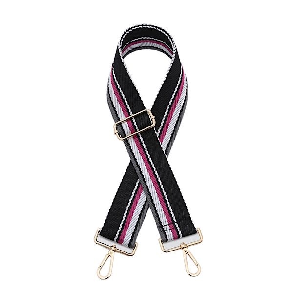 canvas-black-grey-pink-white-striped-bag-strap-gold-finish