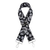 Canvas Black, Grey & Silver Leopard Print Bag Strap (Silver Finish)