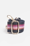 Canvas Black & Shades Of Pink Striped Slim Bag Strap (Gold Finish)