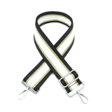 Canvas Black, White & Gold Striped Bag Strap (Silver Finish)