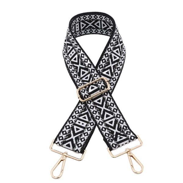 canvas-black-white-patterned-bag-strap-gold-finish