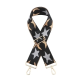 Canvas Black With Grey & Gold Stars Bag Strap (Gold Finish)