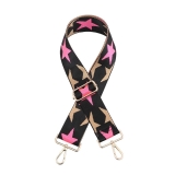 Canvas Black With Pink & Gold Stars Bag Strap (Gold Finish)