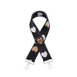 Canvas Black With Silver & Gold Hearts Bag Strap (Gold Finish) 