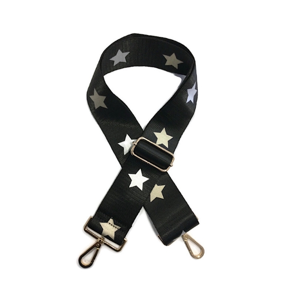 canvas-black-with-silver-gold-stars-bag-strap-silver-finish