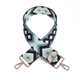 Canvas Blue & Mint Green Embroidered Bag Strap (Gold Finish)