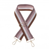 Canvas Dusky Pink, Pink, Beige & Tan Striped Bag Strap (Gold Finish)
