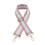 Canvas Dusky Pink, Silver & White Striped Bag Strap (Gold Finish)