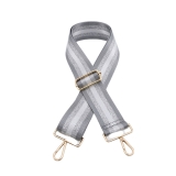 Canvas Grey, Silver & White Striped Bag Strap (Gold Finish)
