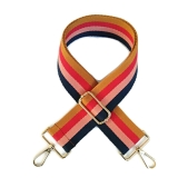 Canvas Navy, Red, Baby Pink & Tan Striped Bag Strap (Silver Finish)