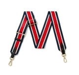 Canvas Navy, Red & White Stripe Bag Strap (Gold Finish)