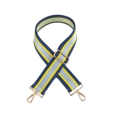 Canvas Navy, Yellow & Grey Striped Bag Strap (Gold Finish)