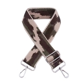 Canvas Nude, Brown & Olive Smudgy Bag Strap (Silver Finish)