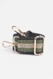 Canvas Olive Green & Gold Striped Slim Bag Strap (Gold Finish)