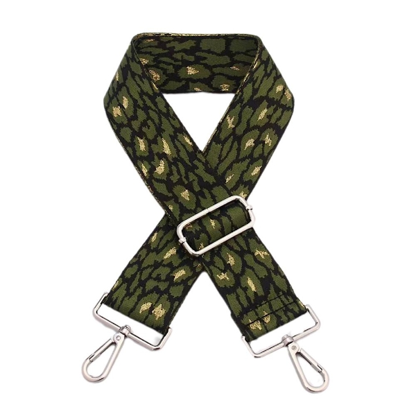 canvas-olive-green-leopard-print-with-metallic-detail-bag-strap-silver-finish