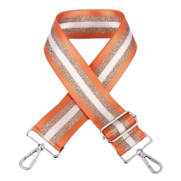 canvas-orange-gold-white-striped-bag-strap-silver-finish
