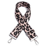 Canvas Pink & Black Leopard Print Bag Strap (Silver Finish)