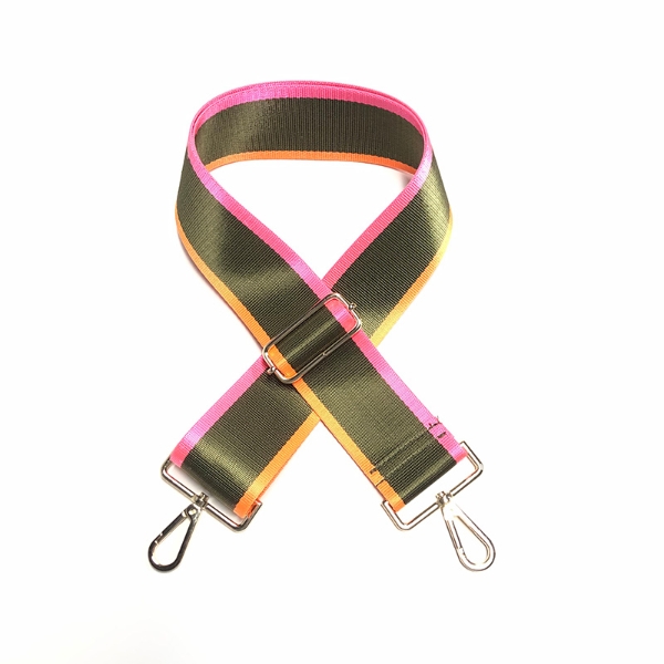 canvas-pink-green-orange-striped-bag-strap-gold-finish