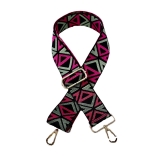 Canvas Pink & Olive Green Triangle Print Bag Strap (Gold Finish)