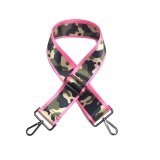 Canvas Pink Stripe With Green Camouflage Print Bag Strap (Gold Finish)