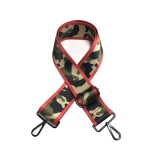 Canvas Red Stripe With Green Camouflage Print Bag Strap (Gold Finish)