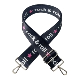 Canvas Rock & Roll With Pink Star Bag Strap (Gold Finish)