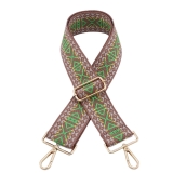 Canvas Tan & Green Patterned Bag Strap (Gold Finish)