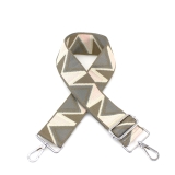 Canvas Taupe & Pink Triangle Print Bag Strap (Silver Finish)