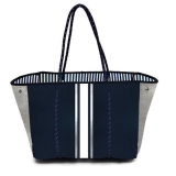 Daisy Navy & Whte With Stripes Tote Bag & Clutch