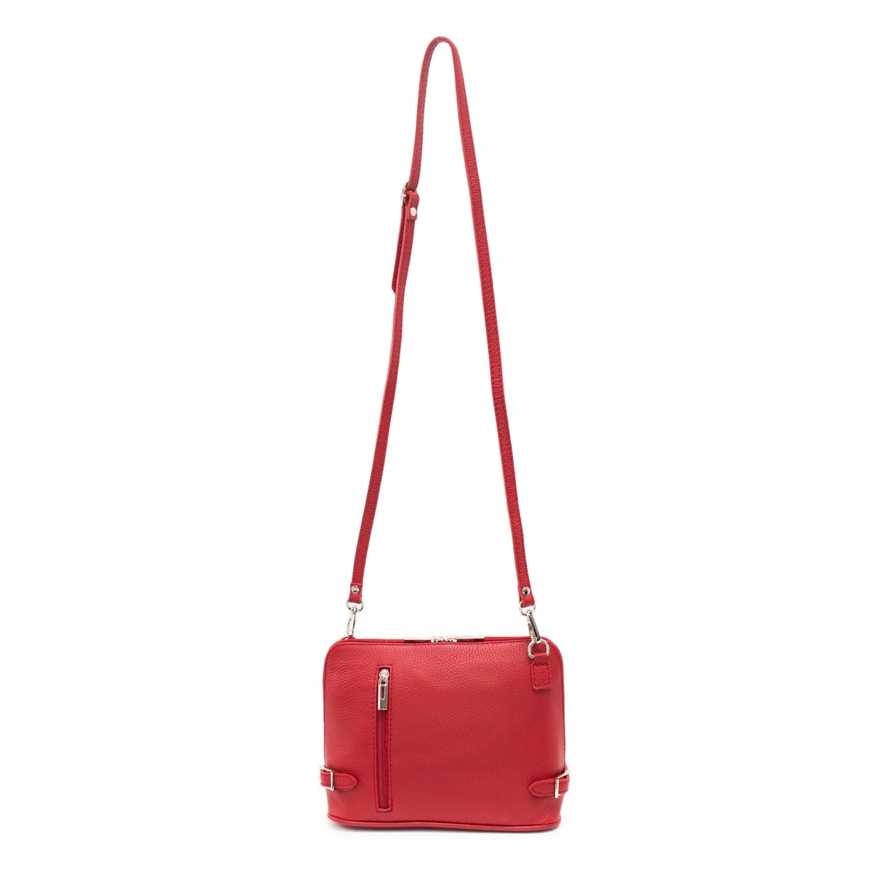 Italian Leather Oblong Buckle Detail Cross-Body Bag: Cerise - Daj ...