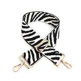 Canvas Black & White Zebra Print Bag Strap (Gold Finish)