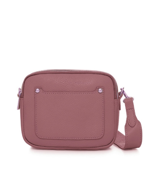 Italian Leather Oblong Cross-Body Bag With Wide Strap: Dusky Pink - Daj ...