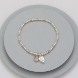 Mini Beaded Stretchy Bracelet With Heart & Diamante Charms