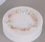 Oblong Rings & Diamante T-Bar Bracelet