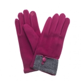 Plain Gloves With Herringbone Cuff Detail
