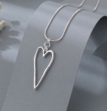 Simple Pointed Heart Pendant On Short Necklace