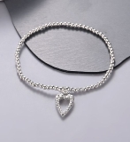 Stretchy Bracelet With Diamante Heart Charm 