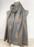 Two-Tone Embroidered Tree Of Life Scarf