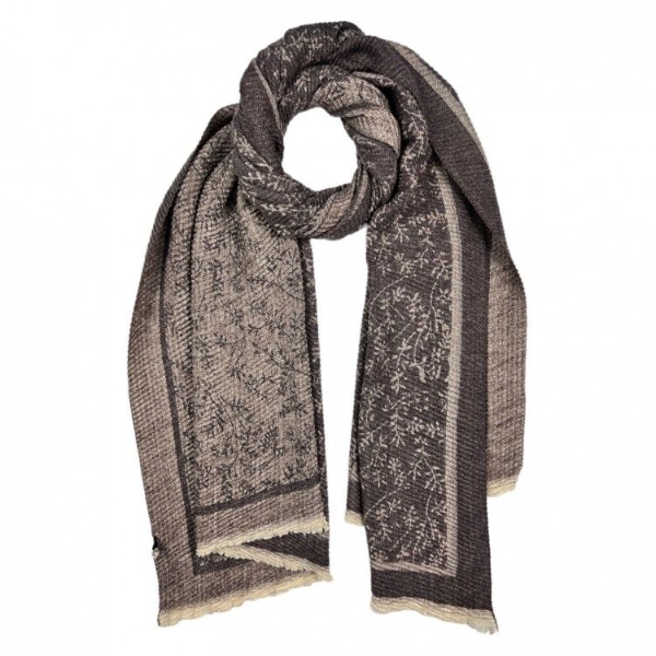 wool-mix-mini-leaf-print-pleated-reversible-scarf